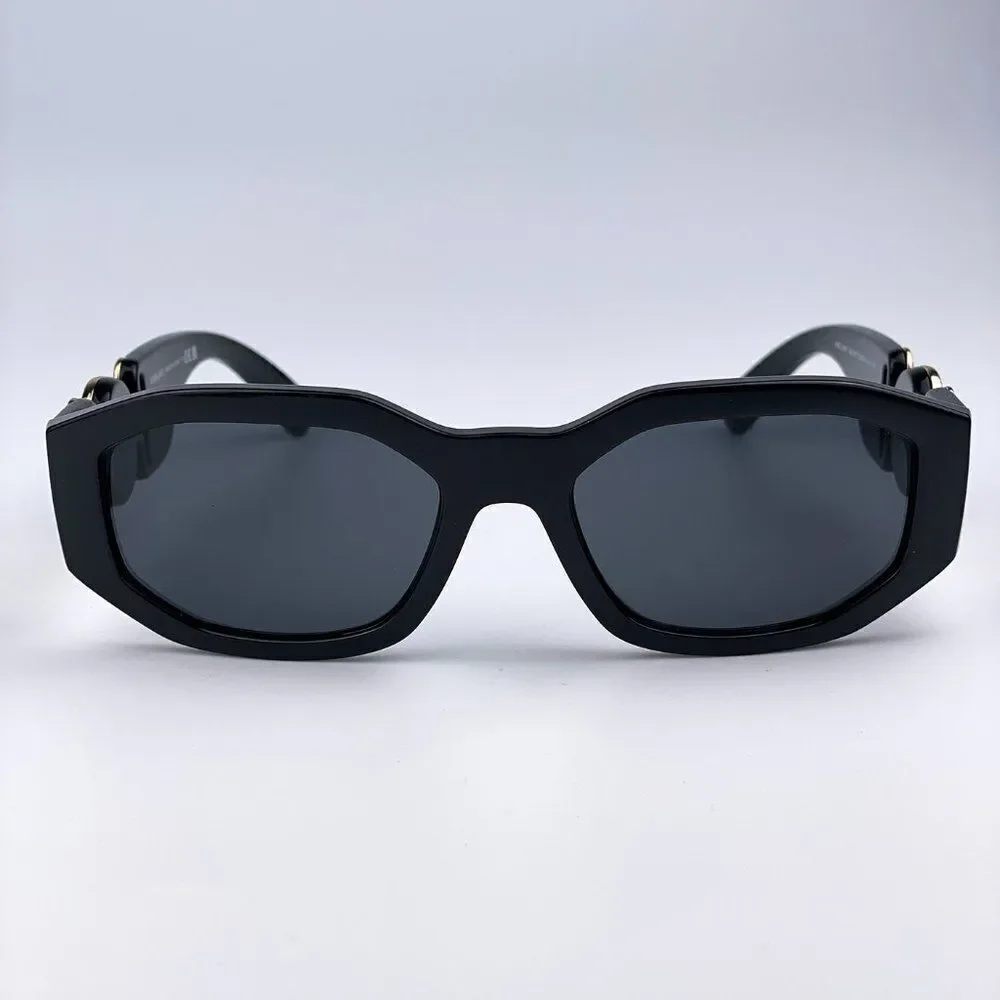 NEW Versace VE4361 GB1/87 Medusa Biggie Black Gray Oval Unisex Sunglasses